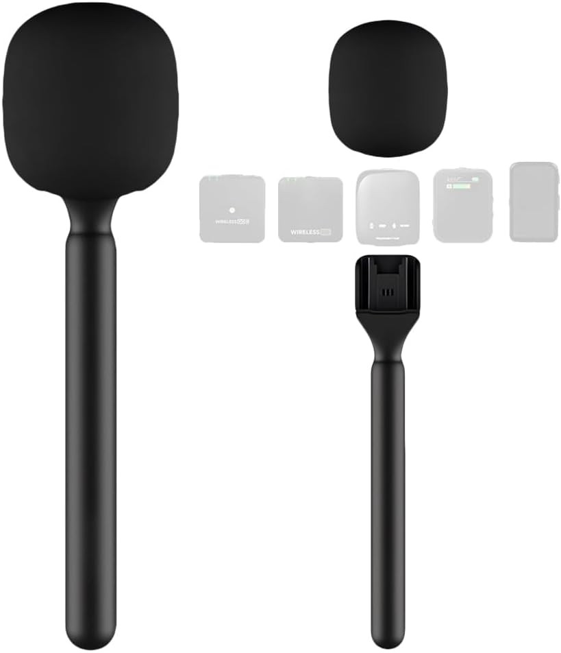 Mic Handle for DJI Rode Microphone, Handheld Stand Holder for Wireless GO2, Inte