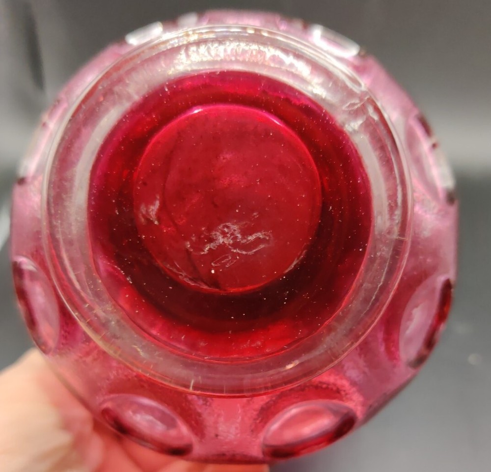 Small Cranberry Glass Thumbprint/Coin Pitcher