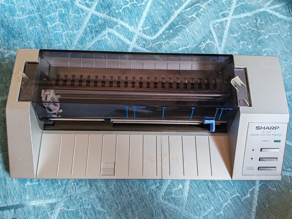 Vintage SHARP CE-515P plotter working with RS232C interafce and 4 refilled pens