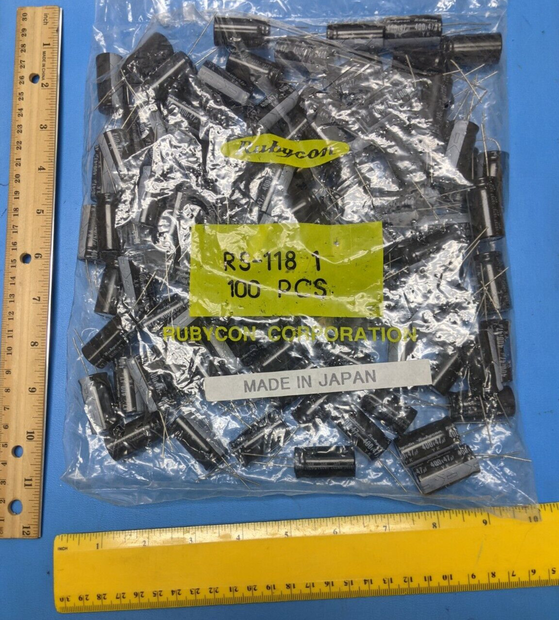 100 PCS Capacitor 47uF/47mF , 400V Electrolytic Radial Rubycon RS-118, 400KY47M