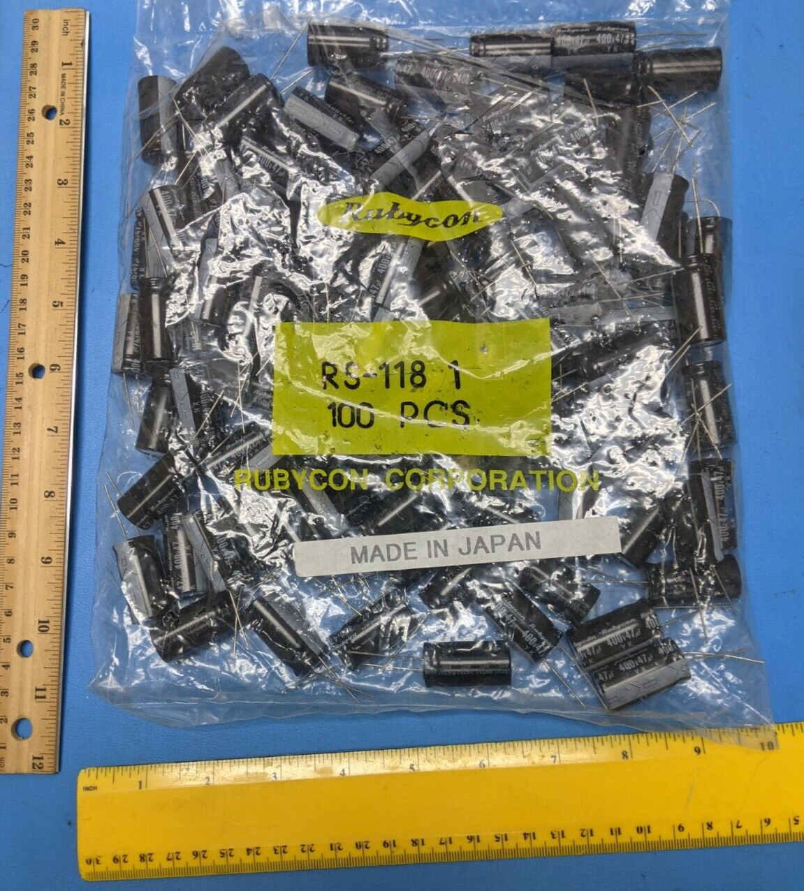 100 PCS Capacitor 47uF/47mF , 400V Electrolytic Radial Rubycon RS-118, 400KY47M