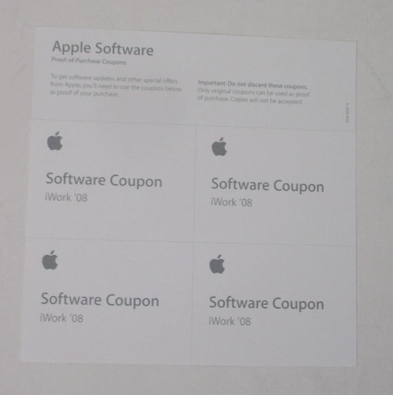 iWork 08 (2007 CD + Serial Numbers) Mac Version 8.0 Install Disc; Apple Software
