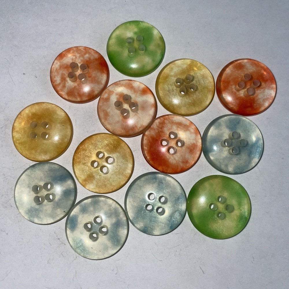 13 Plastic Assortment Round Sew  Through Colorful Buttons
