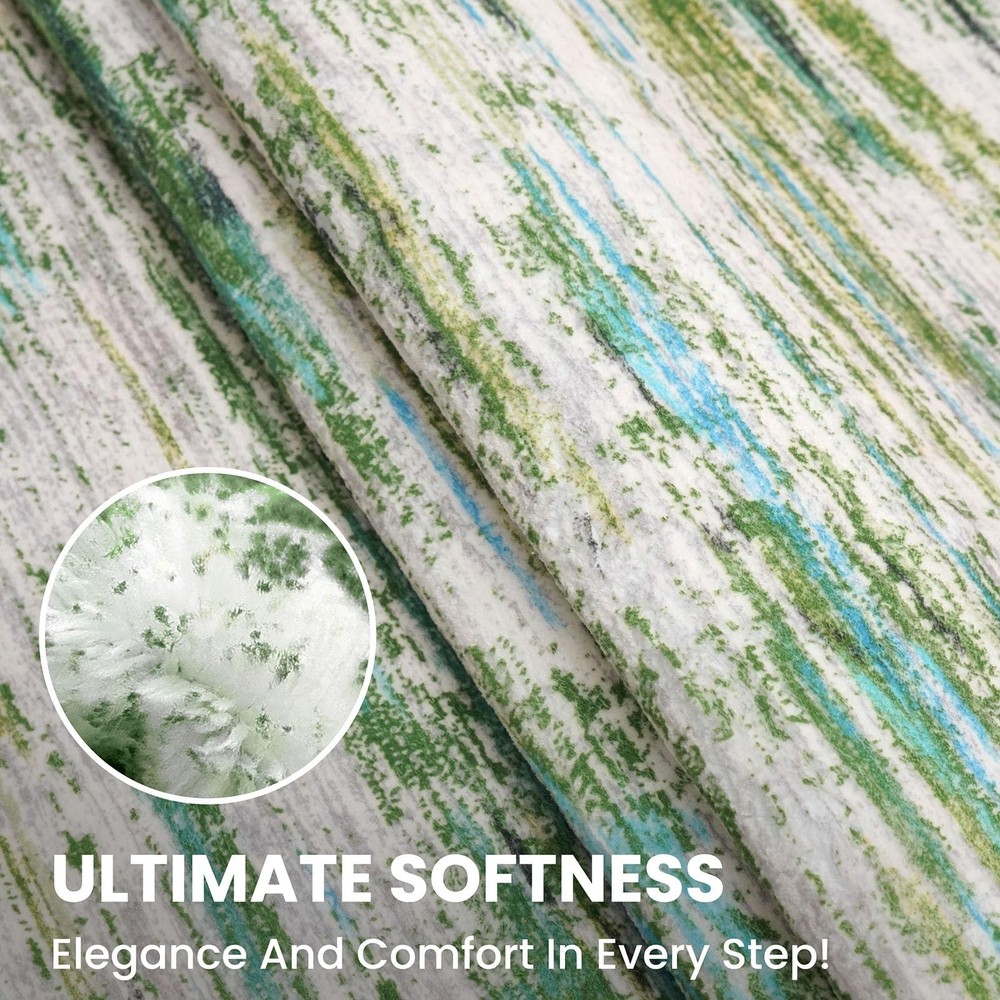 SIILOOM 2x6 Modern Abstract Runner Rug for Hallway, Teal Grey Multi Super Sof...
