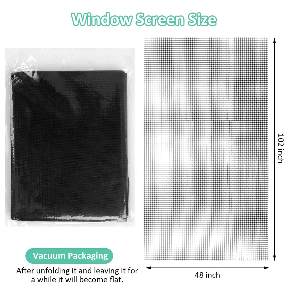 48x102 Inch Window Screen Replacement, DIY Adjustable Pet-Proof Patio Screen,...