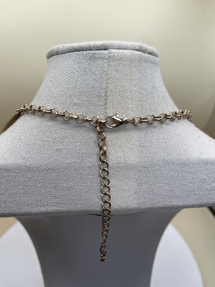 Hammered Gold Tone Collar Necklace