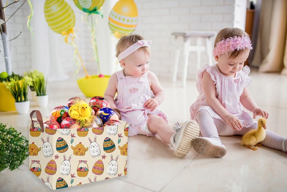 Sanjiaofen Rectangular Easter Baskets, Easket Basket for Kids.Cute Storage Ba...