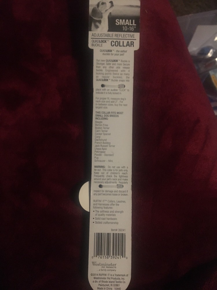 Ruffin ‘It Small Adjustable Collar 10-16” Black/ Silver Paws. NEW