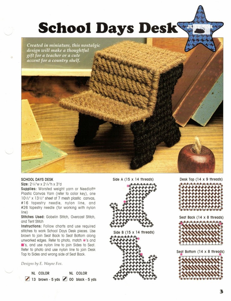School Desk 1 Plastic Canvas Pattern Project By Leisure Arts