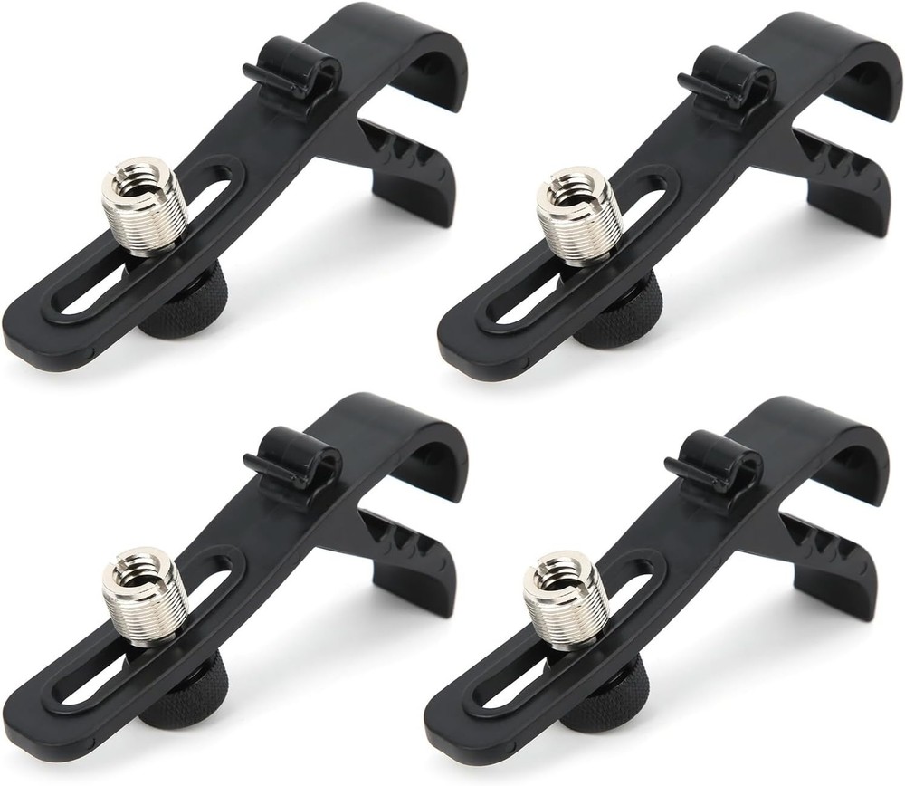 4Pcs Drum Microphone Clips, Adjustable Microphone Drum Mount, Shockproof Holder