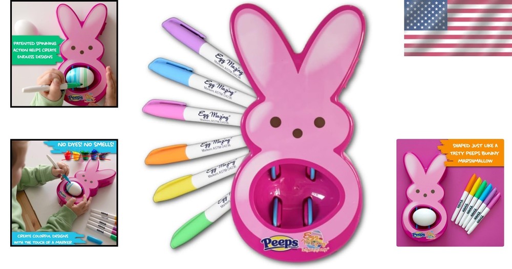 Peeps Bunny Egg Decorating Set with Quick-Drying Markers - Harness Creative Fun