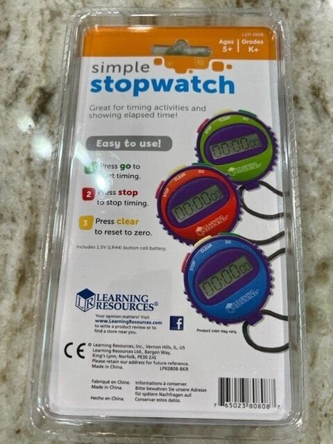 Learning Resources Simple  Stopwatch  Ages 5+ NEW Purple