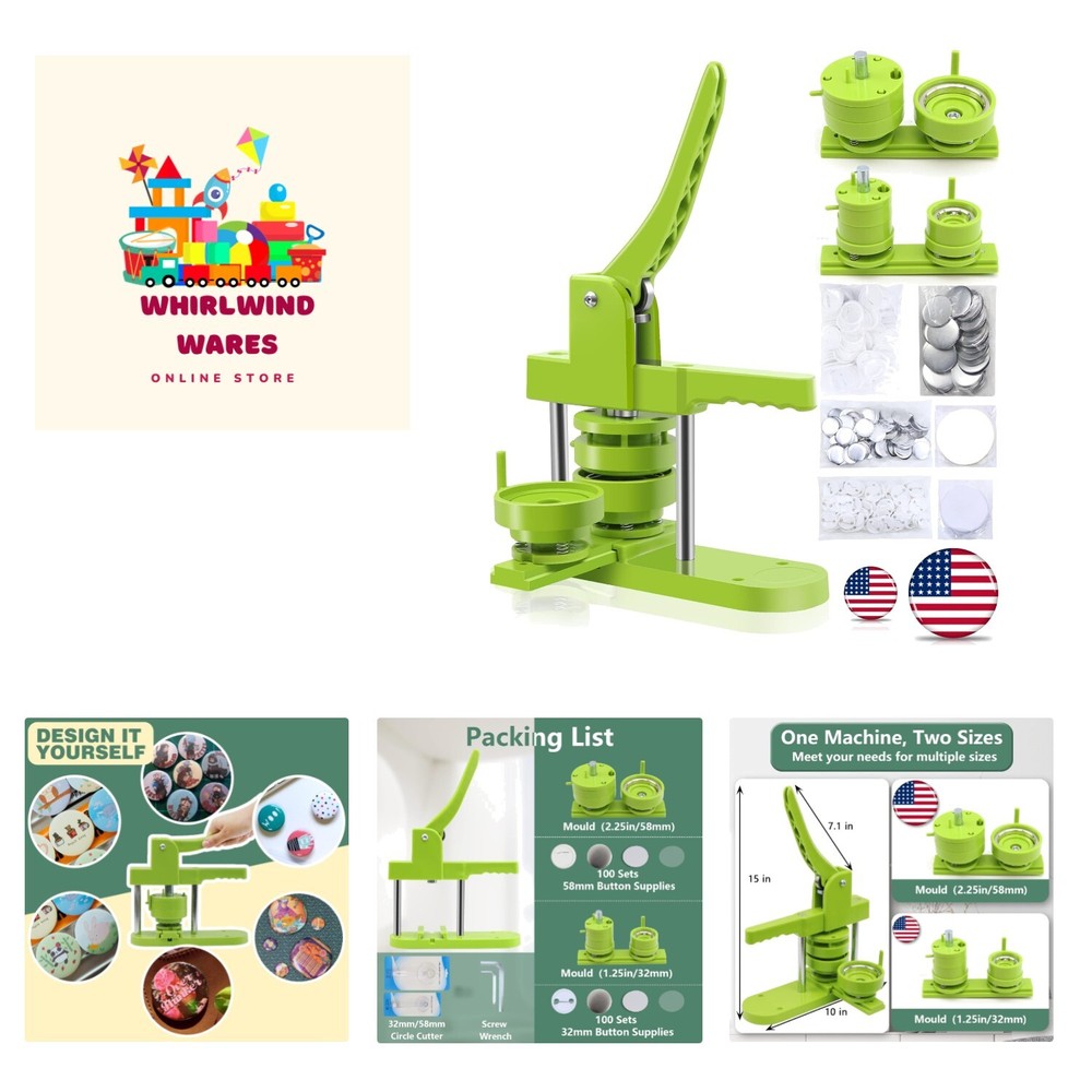 Button Maker Machine Multiple-Sizes - Pin Maker Machine 1.25 inch+2.25 inch, ...
