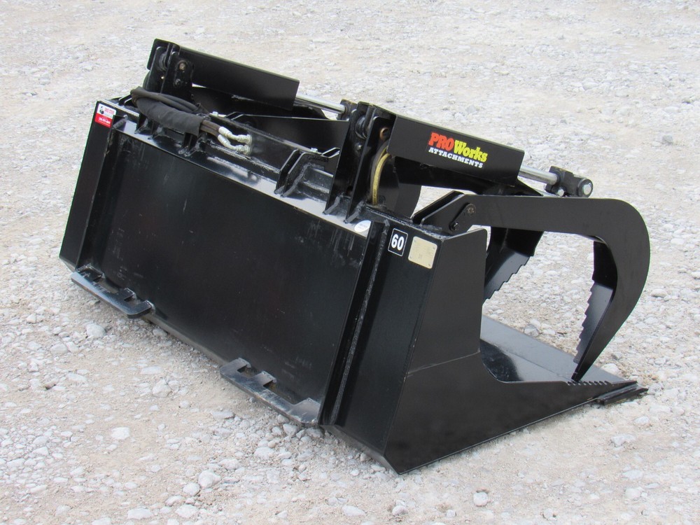 60" Solid Bottom Grapple Grease & 48" Full Guard Pallet Forks Combo Quick Attach