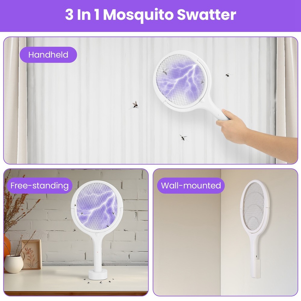 Rotating Head Mosquito with a Telescopic Extension Bug Zapper Racket