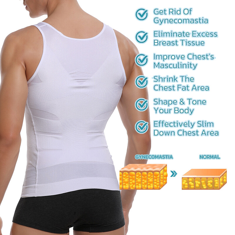 Mens Body Shaper Belly Chest Compression Shirt Slimming Tank Top Abs Girdle Vest