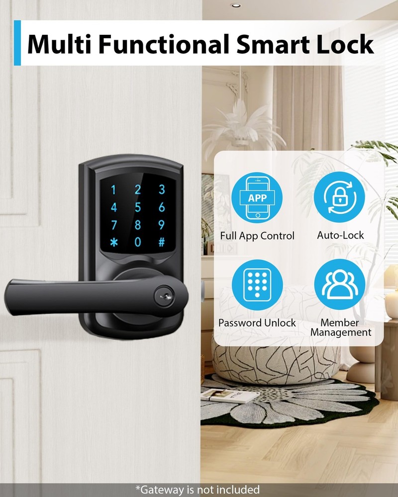 Hidalife Smart Door Lock with Handle, Keyless Entry Digital Lock with Keypad ...