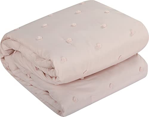 5 Piece Clip Comforter Set Size, Solid Color, Soft Bedding Set, King Blush