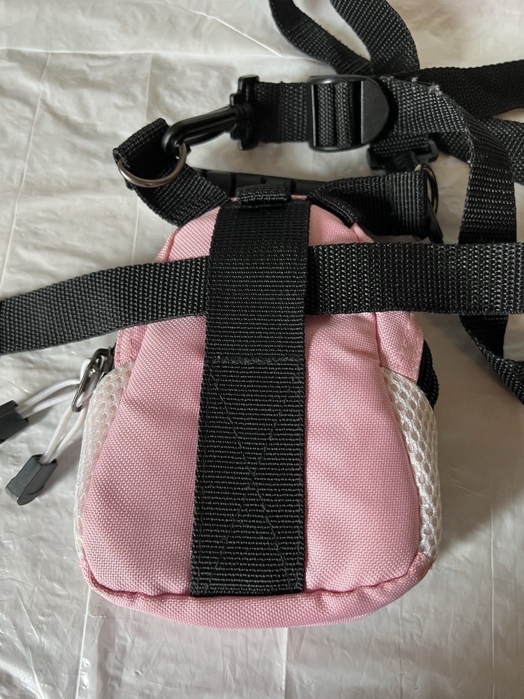 MINI DAY PACK pink with Flower logo adjustable strap