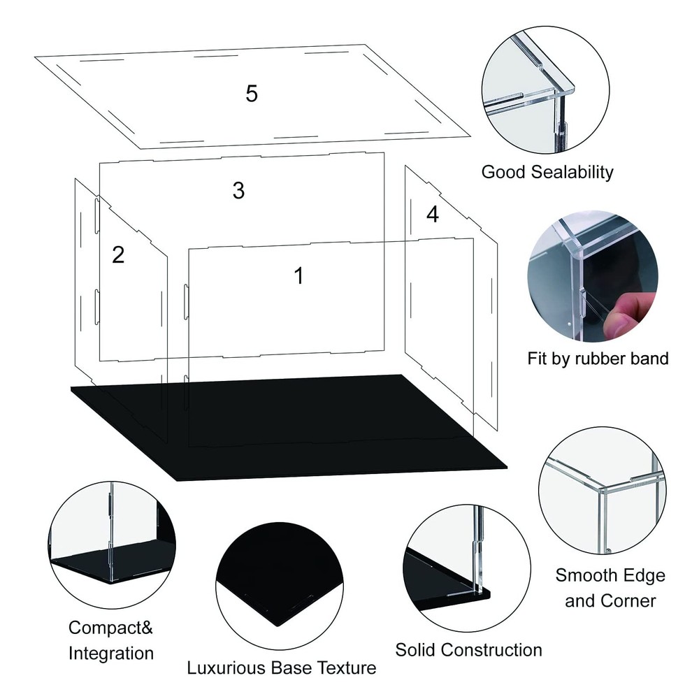 Self-Assembly Acrylic Display Case,Deluxe Dustproof Showcase,Cube Countertop ...