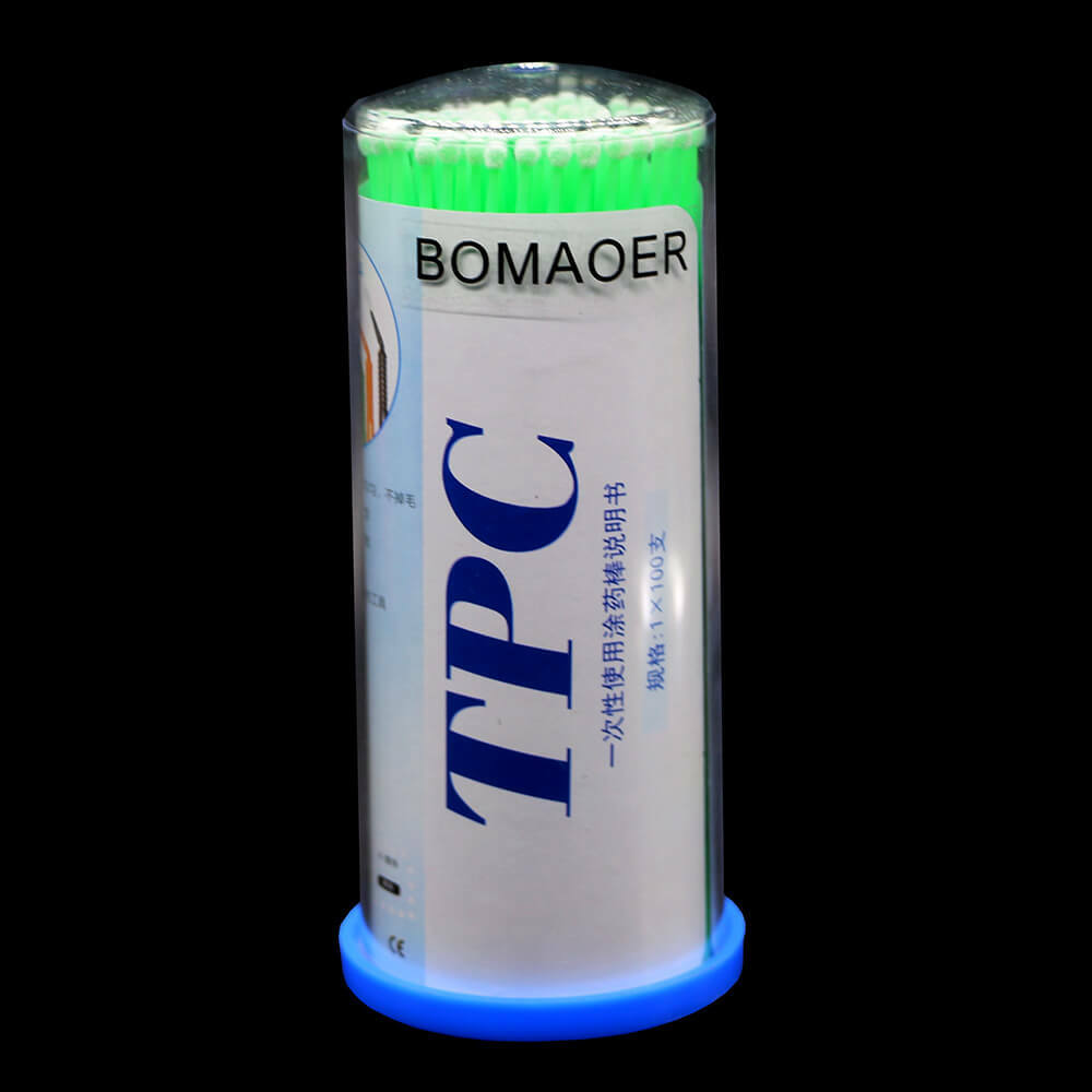 100pcs/Bottle: Micro Applicator Brushes, Dental, Bendable Disposable, Green