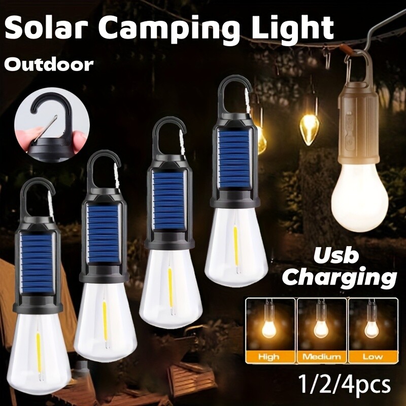 Solar Rechargeable Hook-type Camping Light LED Hanging Bulb with Hook Buckle