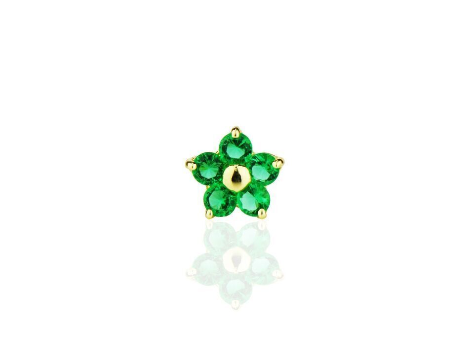 14k Yellow Gold Flower Nose Piercing Stud