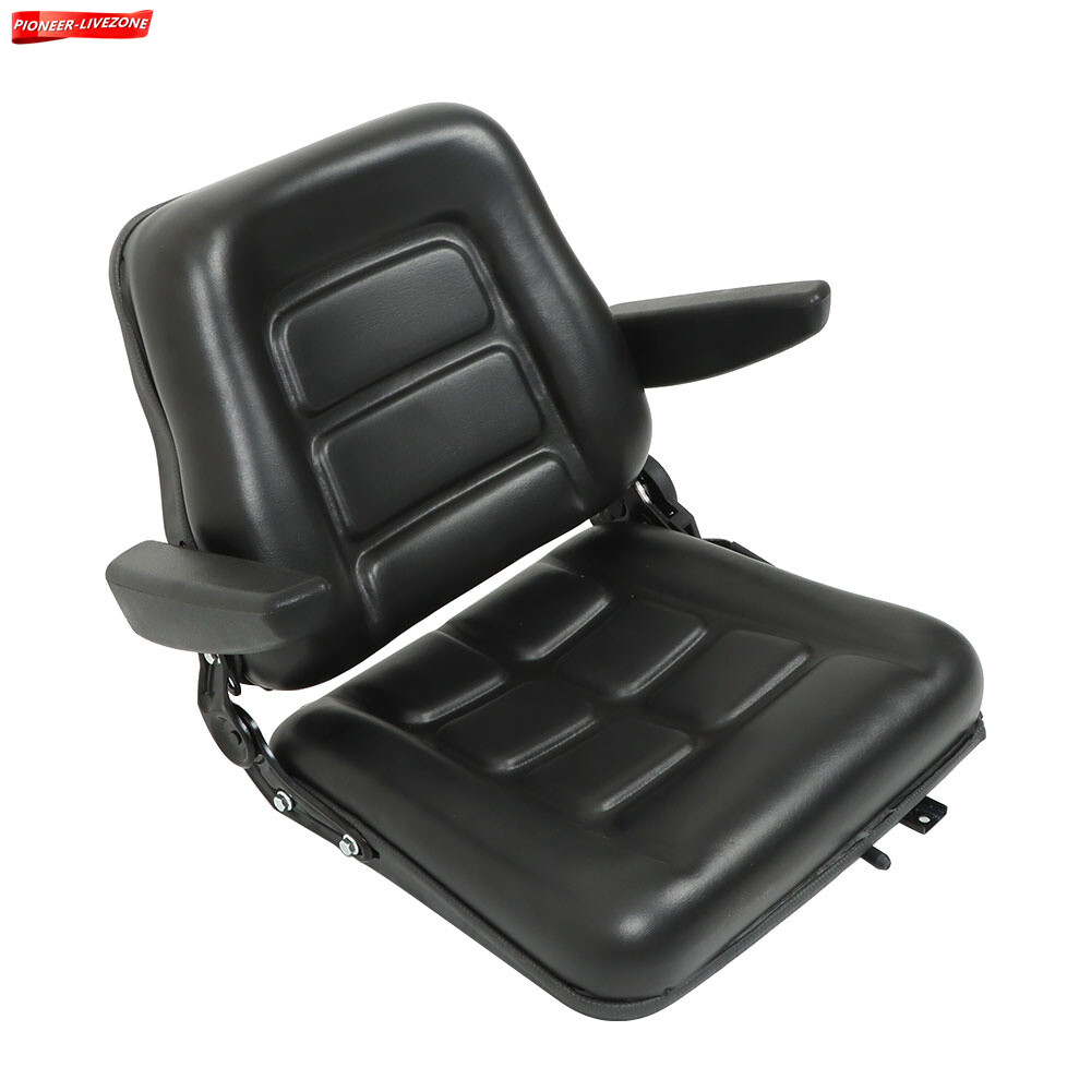 Universal Forklift Seat PVC Tractor Seat Foldable Adjustable Back & Armrest