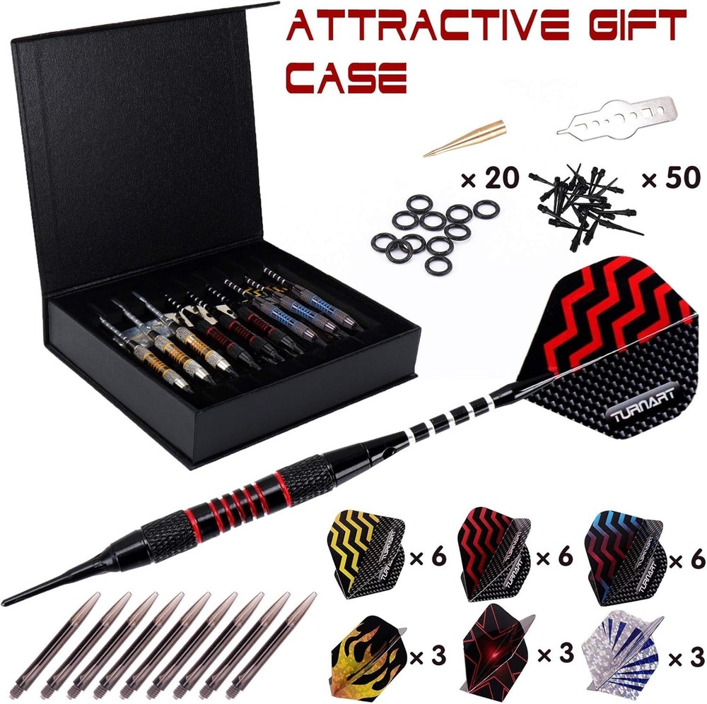 Soft Tip Darts Set - Professional 18g 9 Pcs with Accessories