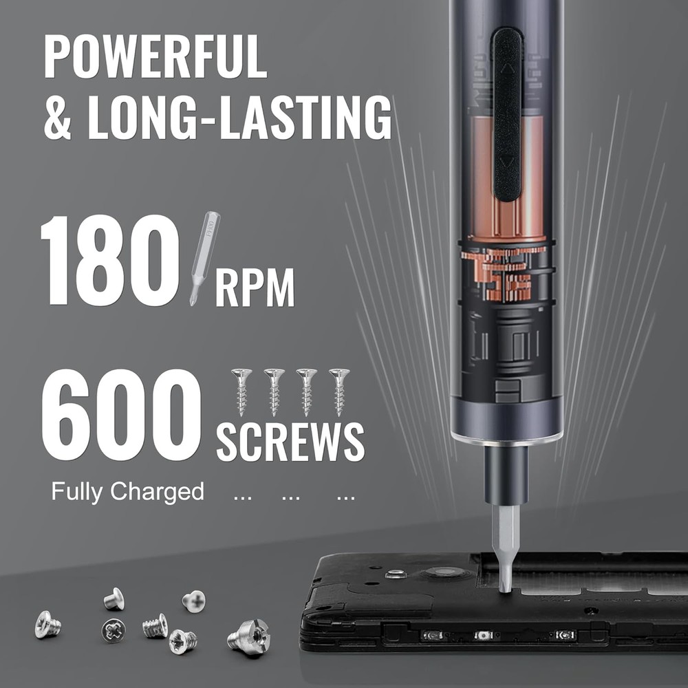 WORKPRO Mini Electric Screwdriver 20 in 1 Electric Precision Screwdriver S2 Bits