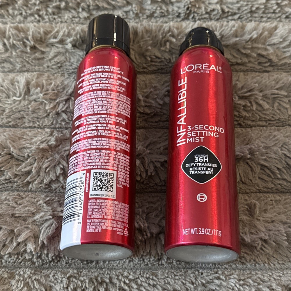 (2) L'Oreal Paris Infallible 3-Second Setting Spray Mist 3.9oz Larger “READ”