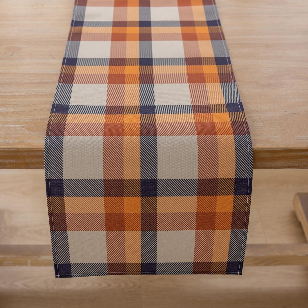 Fall Table Runner Plaid Checkered Pattern Thanksgiving Autumn Harvest Cloth D...