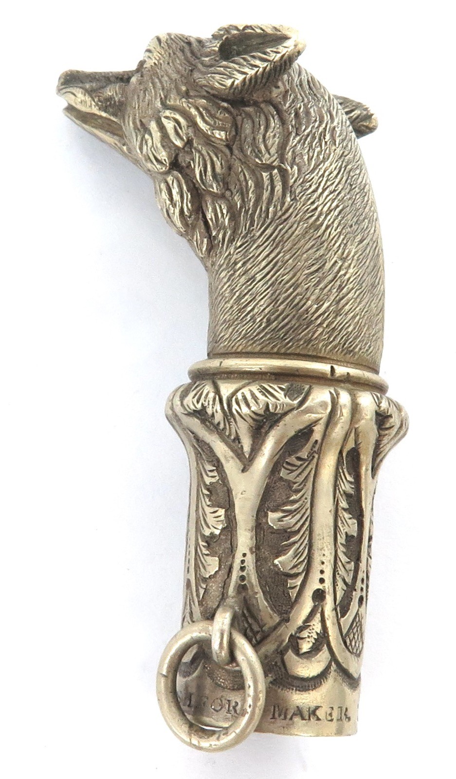 1800s Superb Fox Hunt Theme Riding Crop Finial by "Ashford, Maker to The Queen"