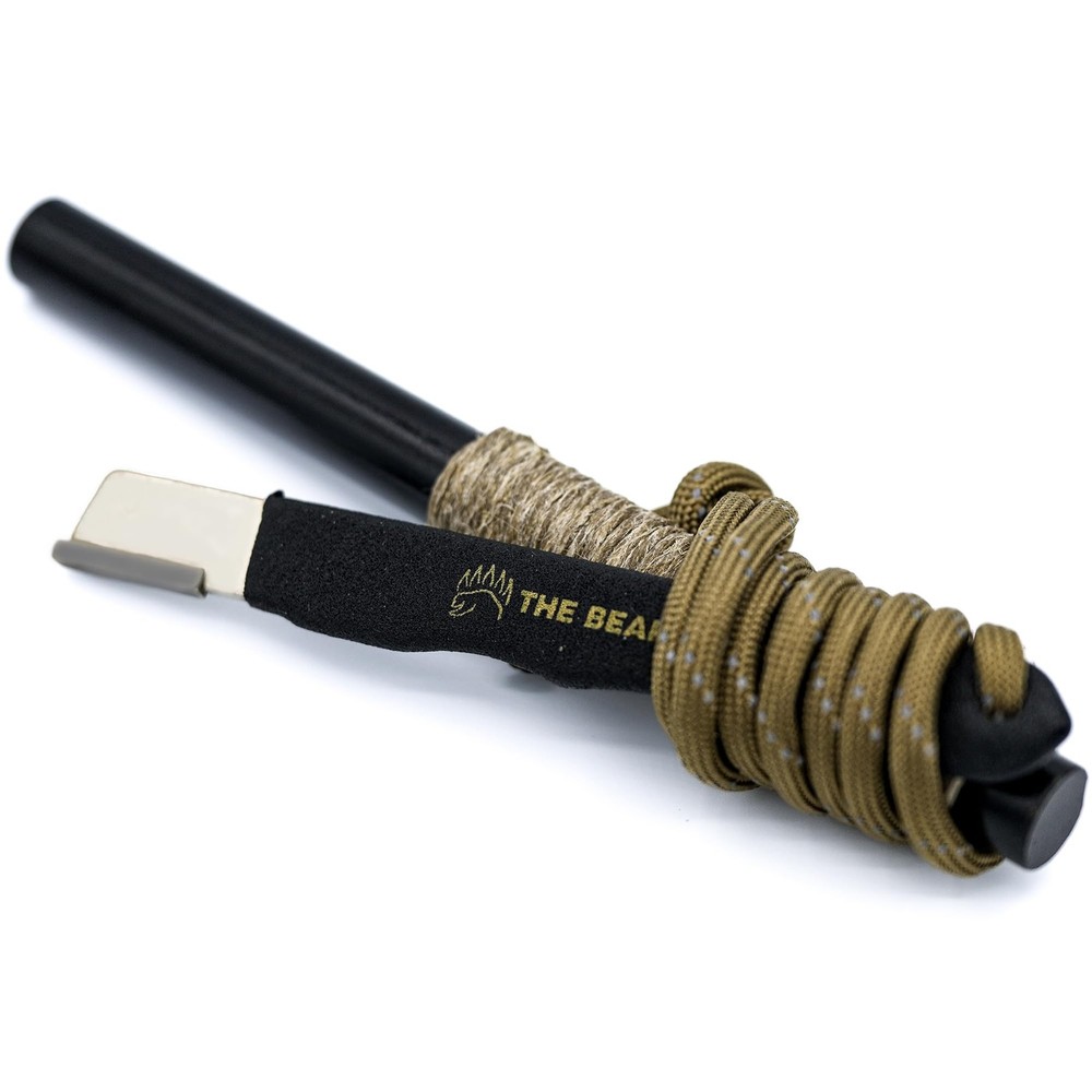 The Bear Essentials - 6" x 1/2" Large Ferro Rod & Tungsten Striker Fire Starter