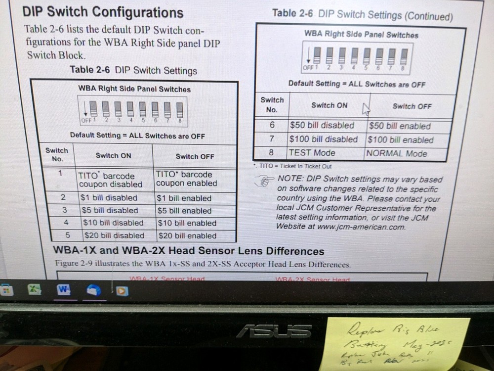 Software update JCM WBA-12/13 SS validator eprom colored bills V3.80.34 ID024