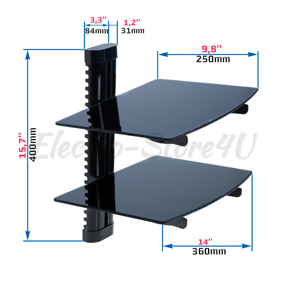 Wall Mount Shelf for TV Cable Box Tier Component Console AV DVR DVD Bracket