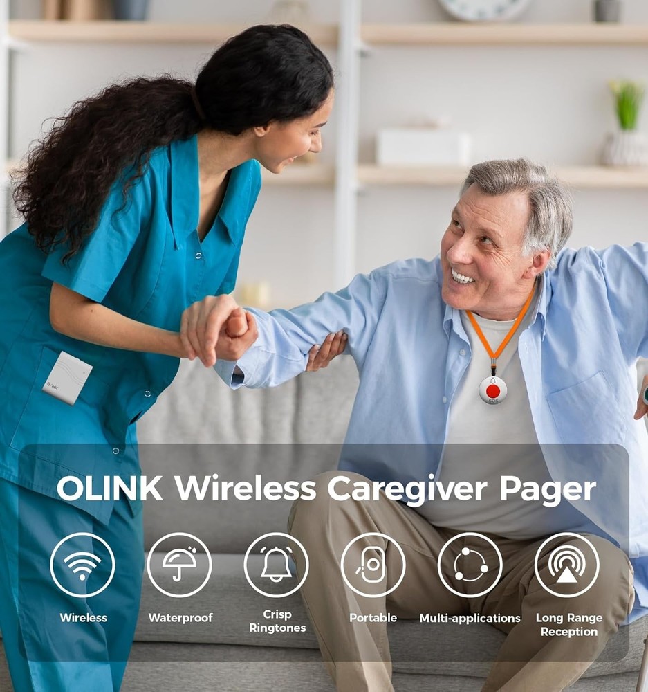 2 UNITS Caregiver Pager Wireless Call Button Elderly Emergency Alert System