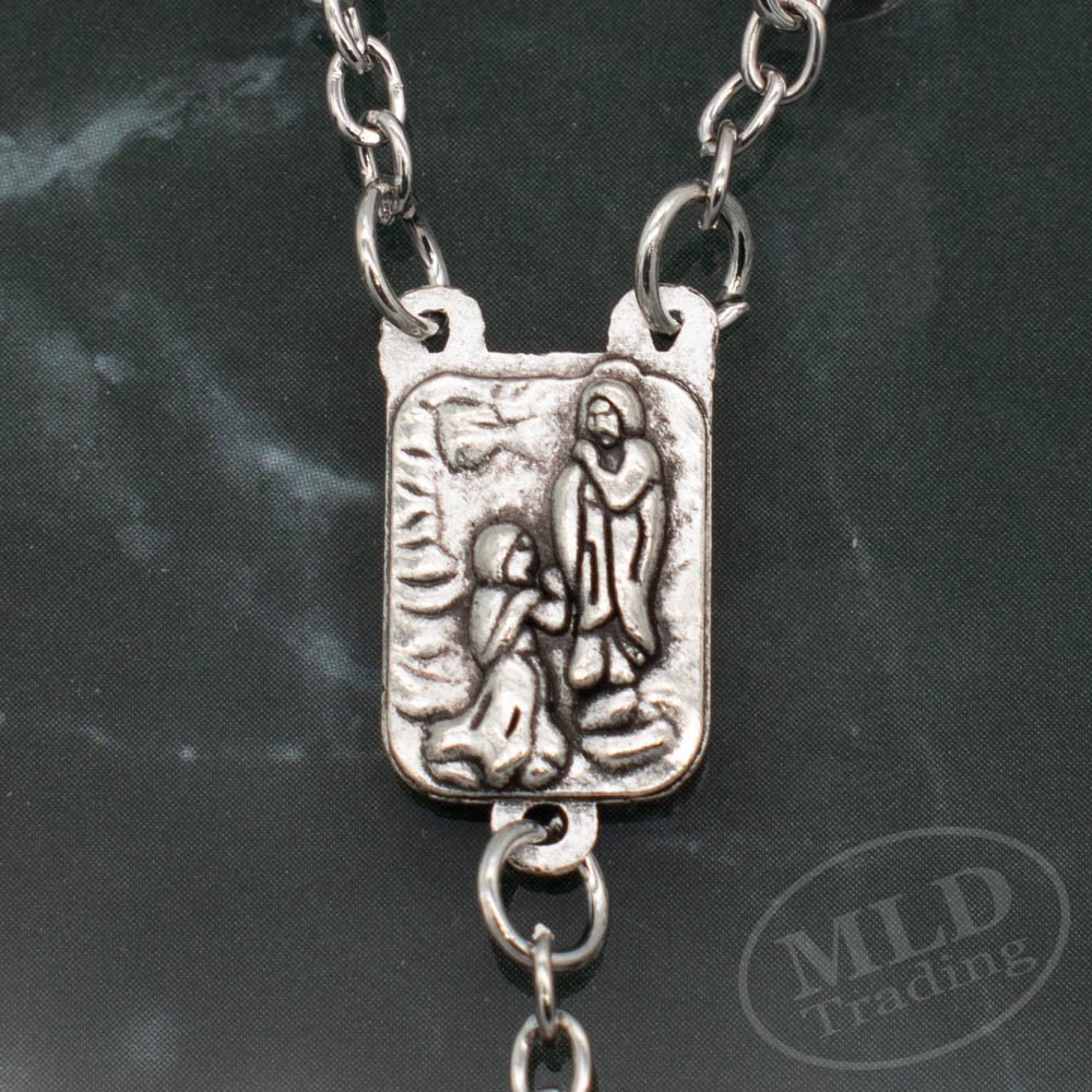 Pink Pearl Rosary Necklace – 32 Inch with Rose Beads Catholic Prayer Crucifix