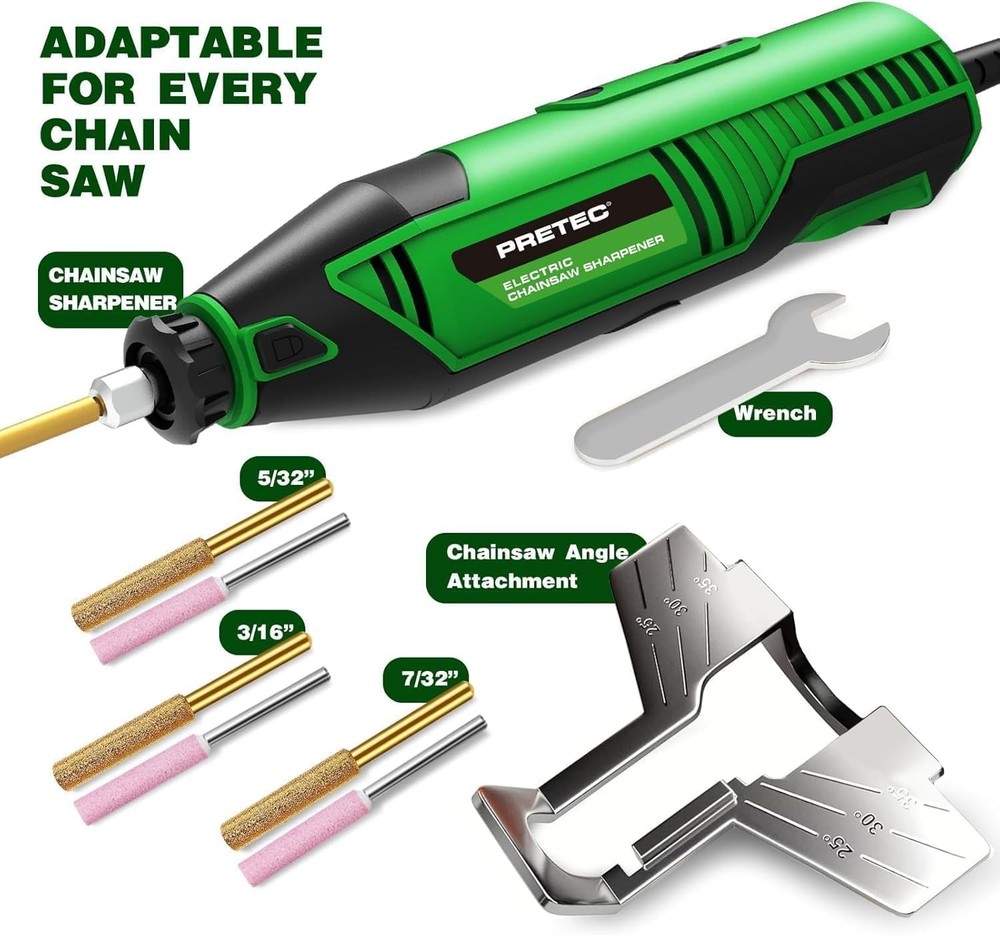 Electric Chainsaw Sharpener Kit 54PCS w/ Diamond Wheels & Angle Guide 120V Tool