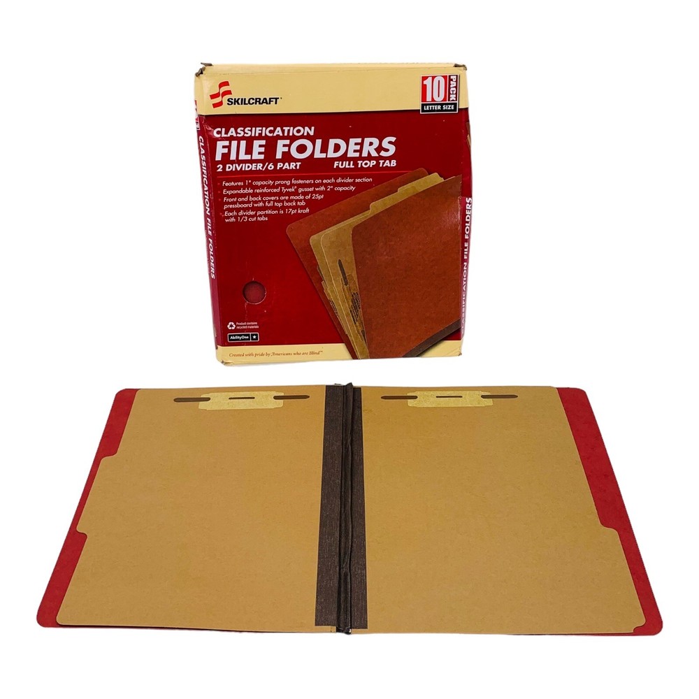 10 Folders Letter Size 6 Section Red Classification Folders Full Top Tab