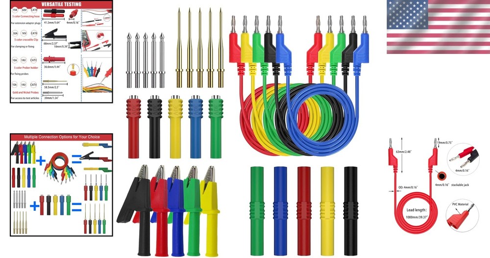 30-Piece Banana Plug Leads Kit with All Accessories for Multimeter Testing