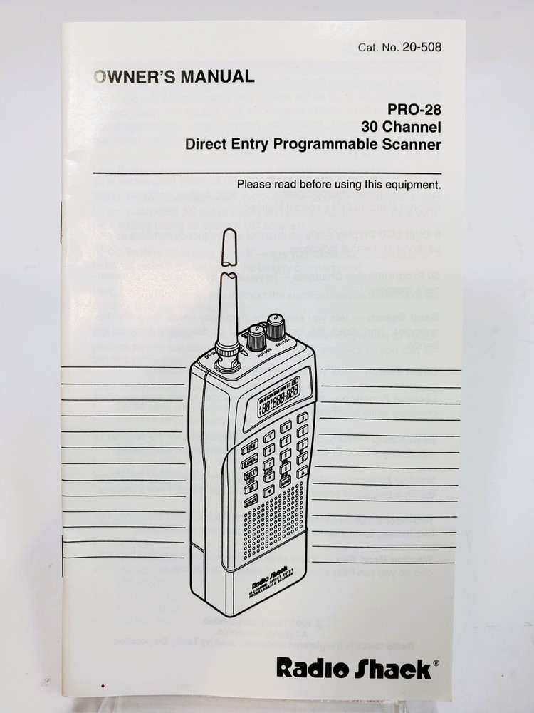Radio Shack PRO-28 Owner's Manual