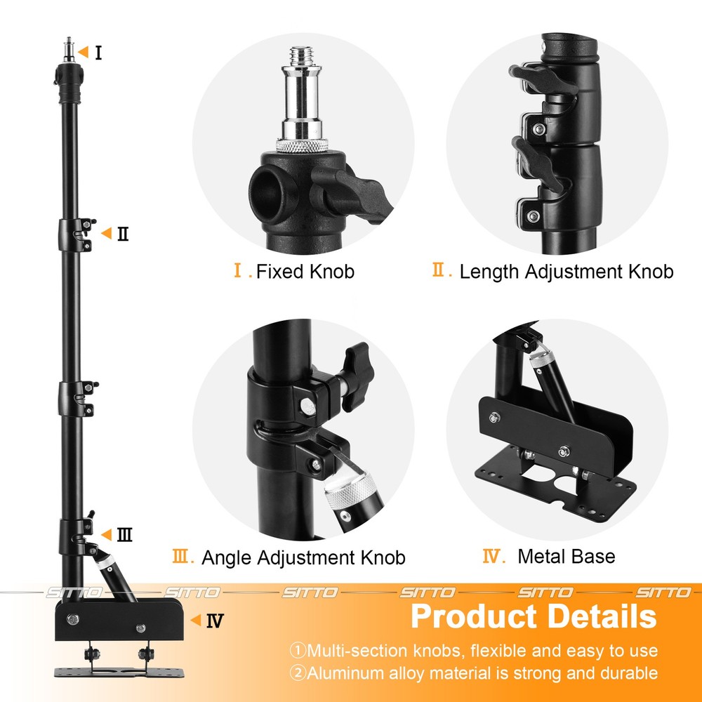 2x 43" Triangle Wall Mount Boom Arm Stand Adjustable For Extensions Ring Light