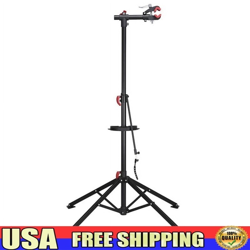 Adjustable Foldable Bike Repair Stand W/ Quick Release Tool Tray Stable Design