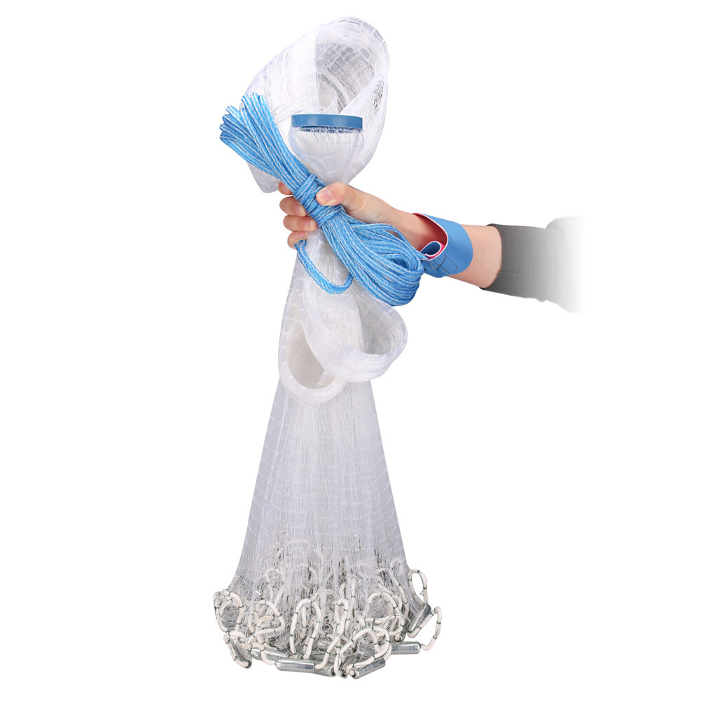 8/10/12/14/16FT Fishing Cast Net Bait Easy Throw Hand Cast Strong Nylon Mesh USA