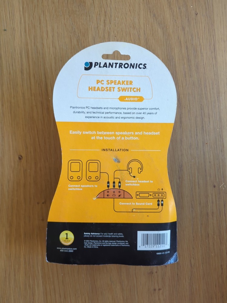 Plantronics PC Speaker Headset Switch Vtg Switch Between 68691-01 NEW