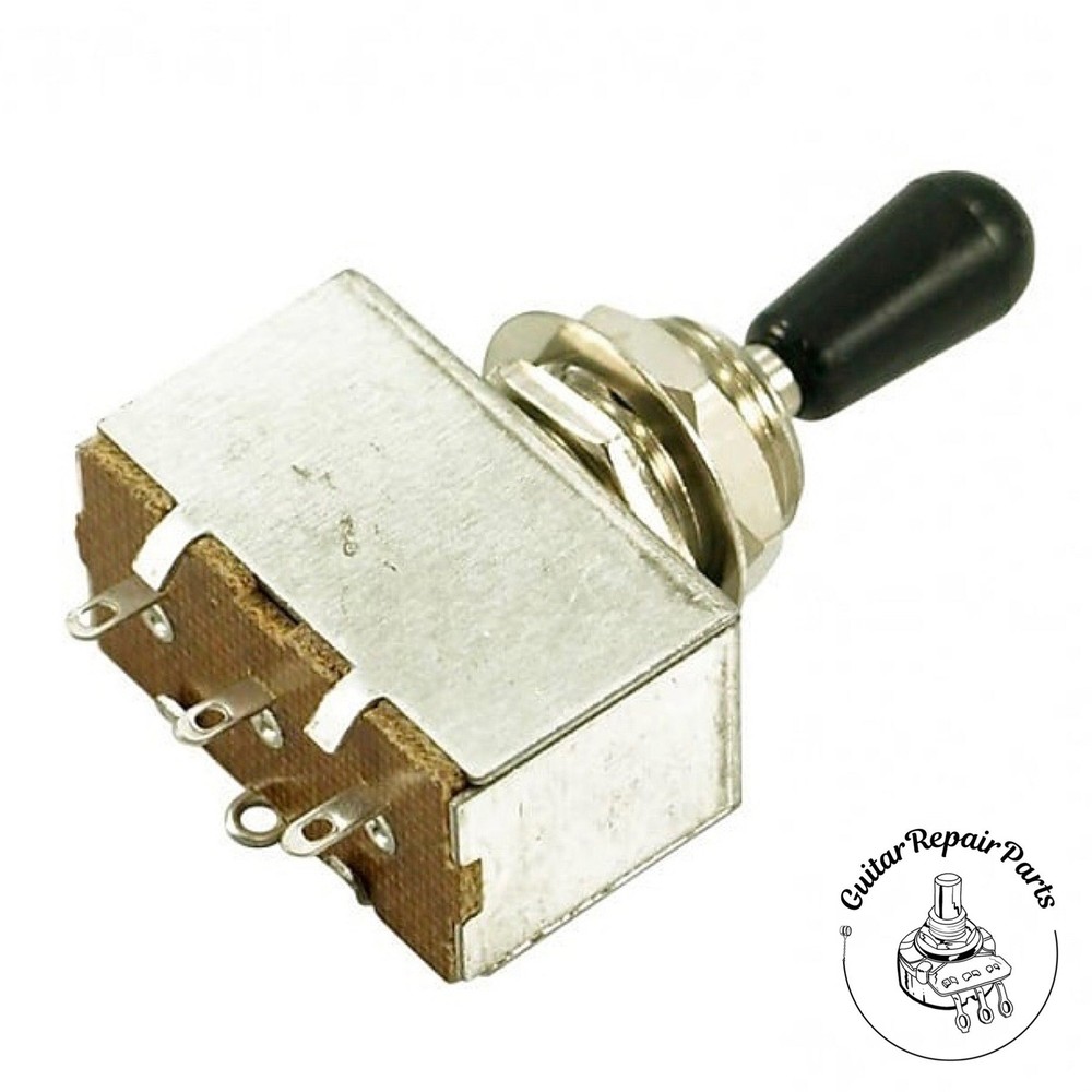 Metric 3 Position Pickup Selector Toggle Switch, Box Style - Black Tip