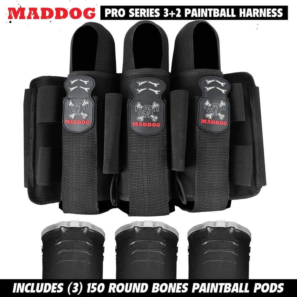 Maddog Pro Paintball Pod Pack Harness - Adjustable Pod Ejection Belt - 3+2, 4...
