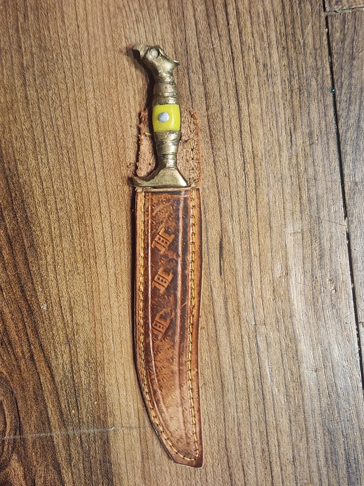 Mexican Oaxaca Eagle Head Bowie Knife 5" Fixed Blade & Leather Sheath