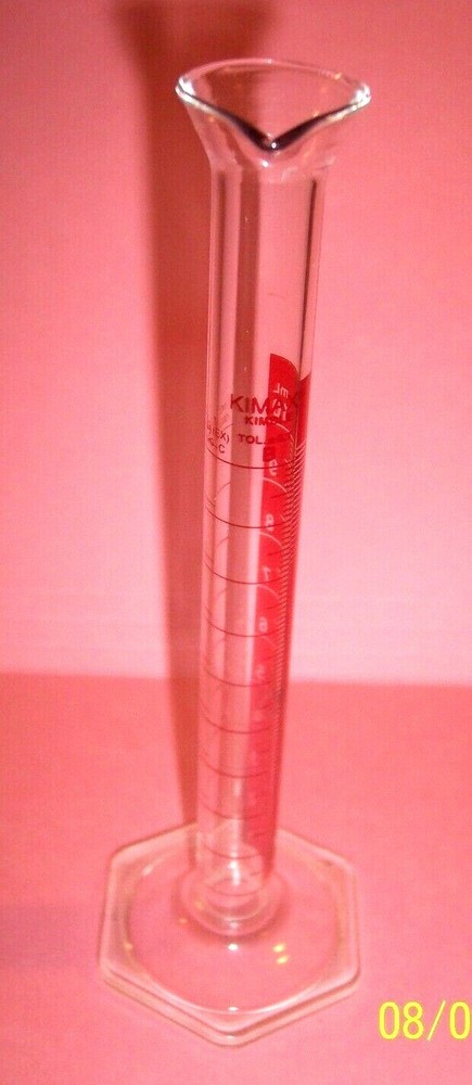 KIMBLE KIMAX Glass 10mL Single Metric Scale Hexagonal Base EASY COLORED READ OUT